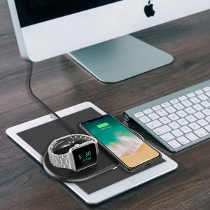 2 in 1 Qi-Certified Fast Wireless Charging Pad for iPhone&iWatch
