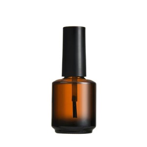 Ampolla d'esmalt d'ungles de vidre transparent / ambre / negre mat de 15 ml amb raspall