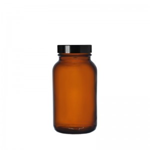 250ml Amber Glas Pharmapac Jar & Schwaarz Urea Cap