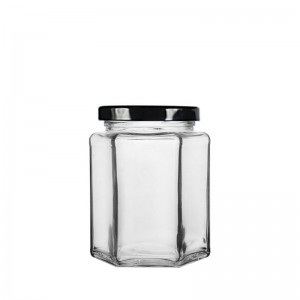 110ml Hexagonal Clear Glass Jar & 48mm Twist-Off Lid