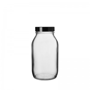 60ml Clear Glass Pharmapac Jar & 38mm Black Urea Cap