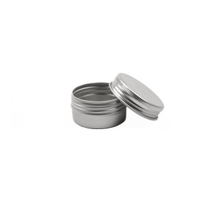 15 ml silwer aluminium pot met skroefdop