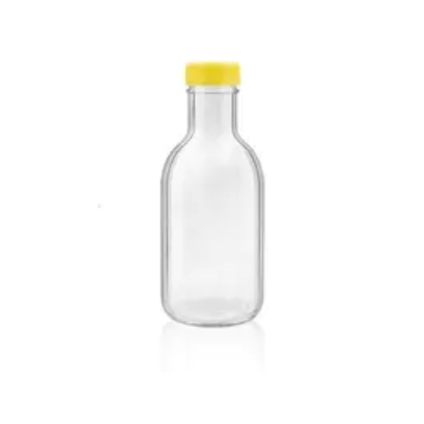 Garrafa de vidro de 255ml para bebidas com tampa de plástico