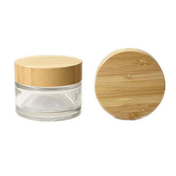 50ml Clear Skin Body Cream Glass Jar with Bamboo Lid