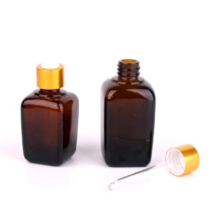 30ml Square Amber Oil Essential Glass Bottle with Dropper Cover