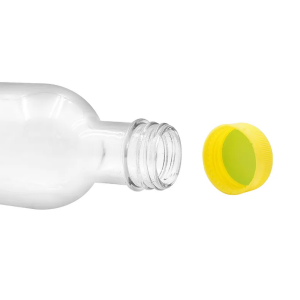 255 ml stiklinis gėrimų butelis su plastikiniu dangteliu