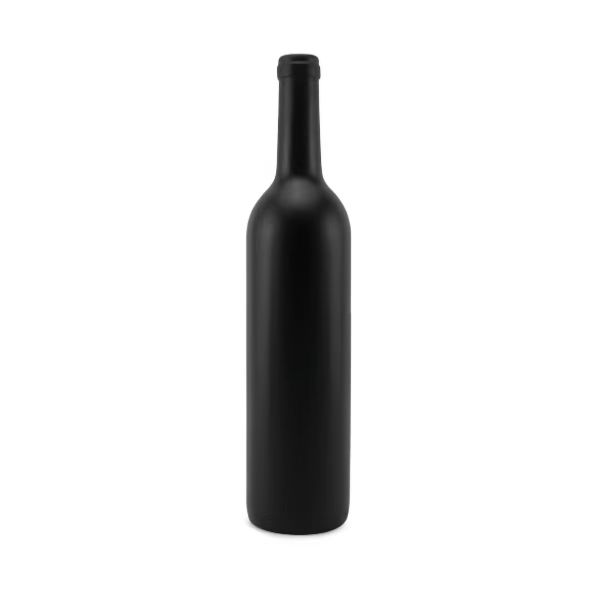25oz/750ml Black Matte Coated Bordeaux Bottles with Cork