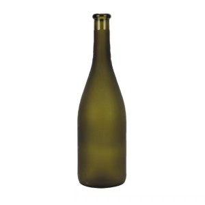 25 untsi ümara põhjaga jäätunud rohelise veiniklaasist pudel