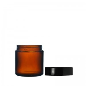 60 ml Amber Glass Candle Jar & Black Urea Cap & Cap