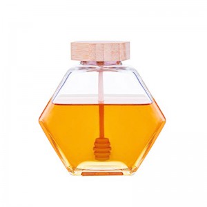 280ml Vertical Thickened Six-Sided Flat Hexagonal 9.5oz Standing Glass Honey Cell Jar na May Twist-Off na Takip