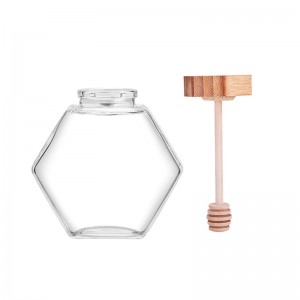 280ml Vertical Thickened Six-Sided Flat Hexagonal 9.5oz Standing Glass Honey Cell Jar With Twist-Off Sekhurumetso