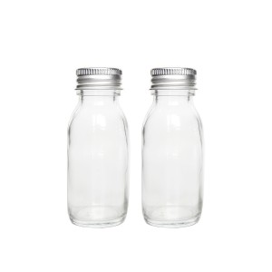 30ml ແກ້ວສະອາດ Sirop Bottle ຂາຍສົ່ງກັບ Aluminum Tamper Proof Cap