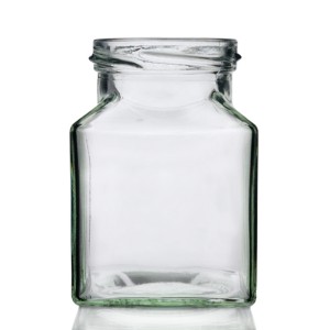200-ml kvadratni stekleni kozarec za hrano in pokrov, ki ga je mogoče odviti