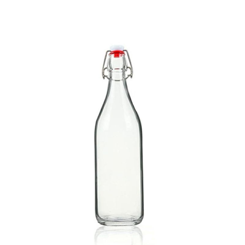 Ampolla de vidre d'1 litre amb tapa abatible amb tap giratori que s'utilitza a la cuina