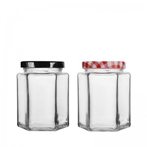 110ml Hexagonal Clear Glass Jar & 48mm Twist-Off Lid