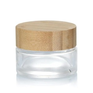 50 ml Clear Skin kūno kremo stiklinis indelis su bambuko dangteliu