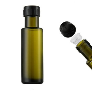 Botol Kaca Minyak Zaitun Dorica Hijau Tua 100ml dengan Tutup Aluminium Pop up