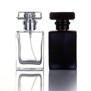 Flacon de parfum rectangulaire en verre de 50 ml avec couvercle