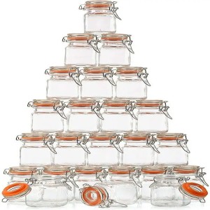 80ml Mini Square Glass Canning Jar bi Rubber Seal Glass Lid