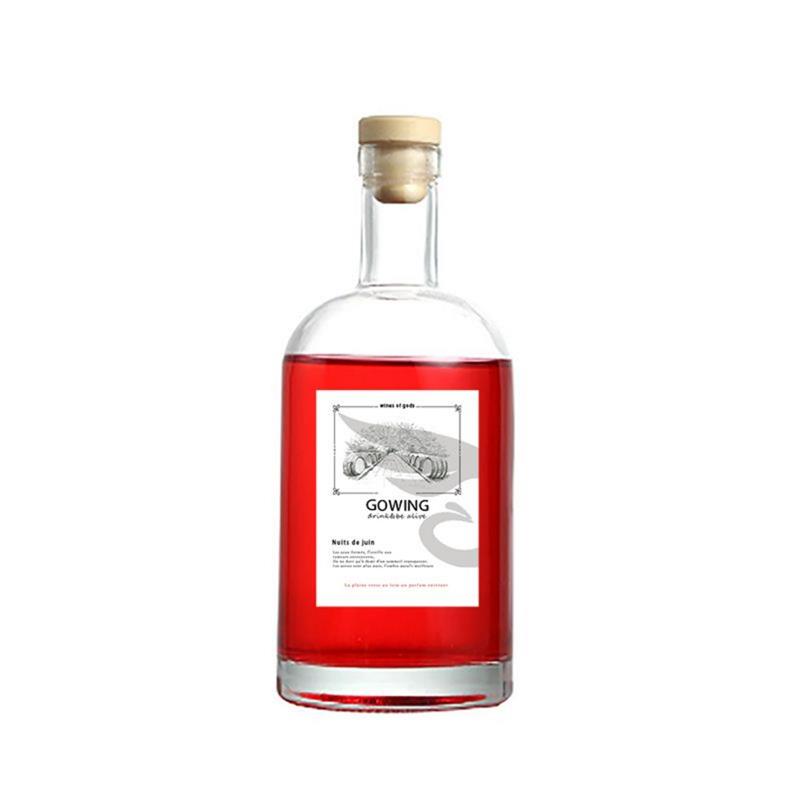 Prozirna staklena boca za alkohol od 750 ml sa čepom od plute
