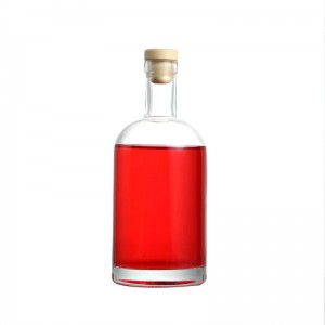 750ml Clear Glass Spirit Bottle na may Cork Cap