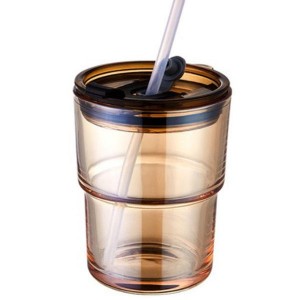 Tasse à boisson en verre personnalisable avec couvercle