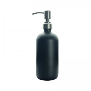 Matte Black Glass Soap Dispenser nga adunay Stainless Steel Pump 480ml