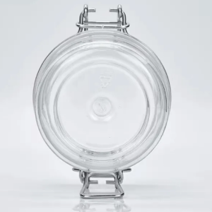 Кръгъл запечатан стъклен буркан с непропусклива гума и капак на панти