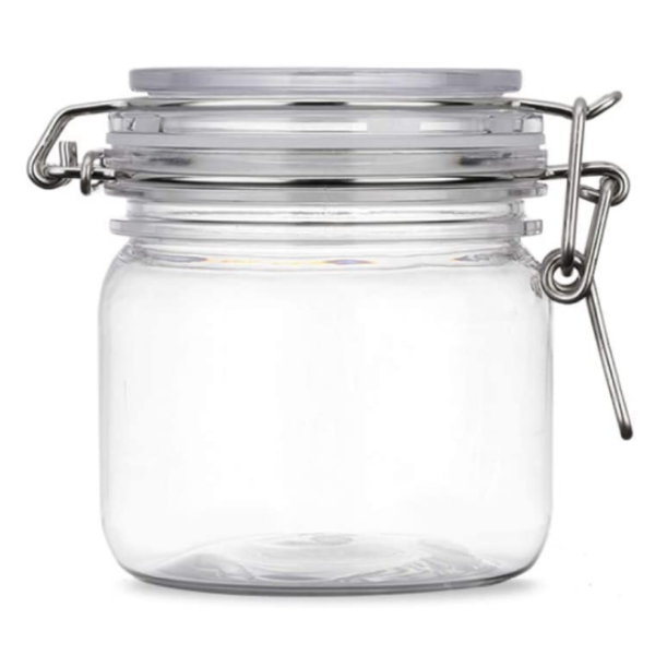 Round Sealed Glass Jar with Leak Proof Rubber and Hinged Lid