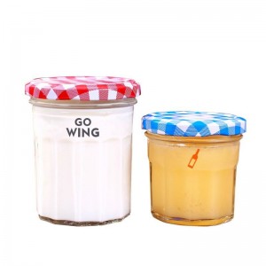 Round Glass Jam Jar With Red White Metal Lid 50ml