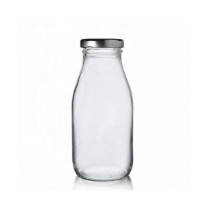 Красива та практична скляна пляшка молока для сніданку об’ємом 200 мл з алюмінієвою кришкою