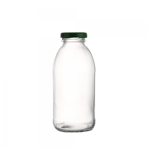 Sticla de sticlă cu lapte de 200 ml, frumoasă și practică, cu capac din aluminiu