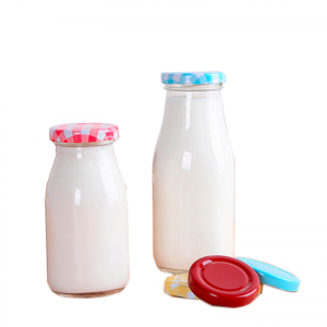 200ml Beautiful And Practical Breakfast Milk Glass Bottle With Aluminum Lid