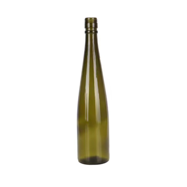 Танка округла смарагдна стаклена боца за виски са поклопцем