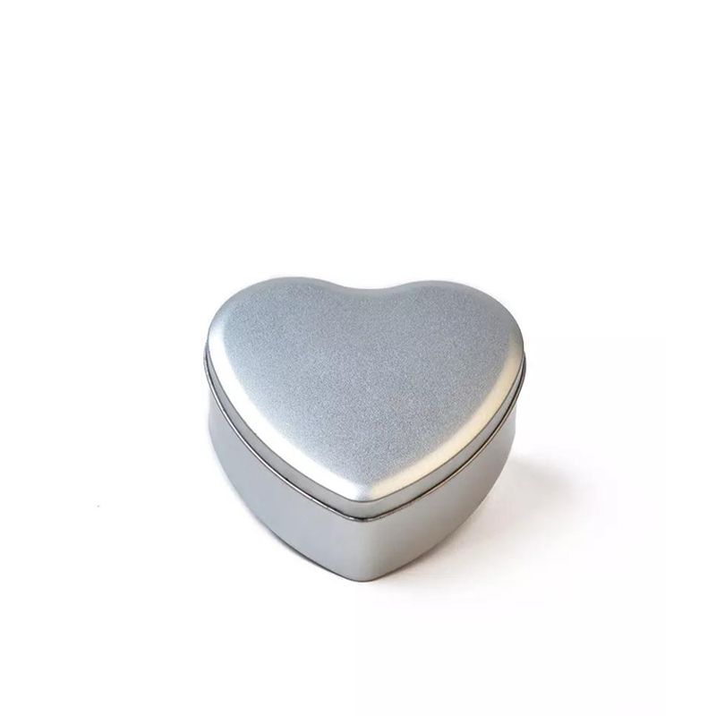 150мл бөөний захиалгаар тохируулж болох лого хээтэй эко зүрх хэлбэртэй цагаан тугалга хайрцаг