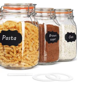 2L Wide Mouth Mason Jars with Clip Top Lids for Kitchen