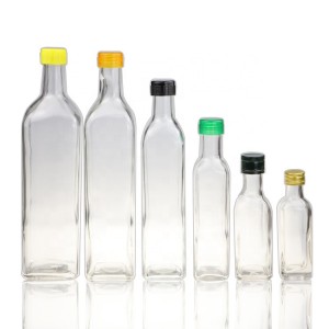 100 ml Marasca olivenoljeflaske med plast-/aluminiumslokk med helleinnsats