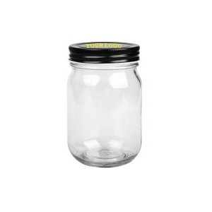 16oz Mason Glass Jar with Black Lid
