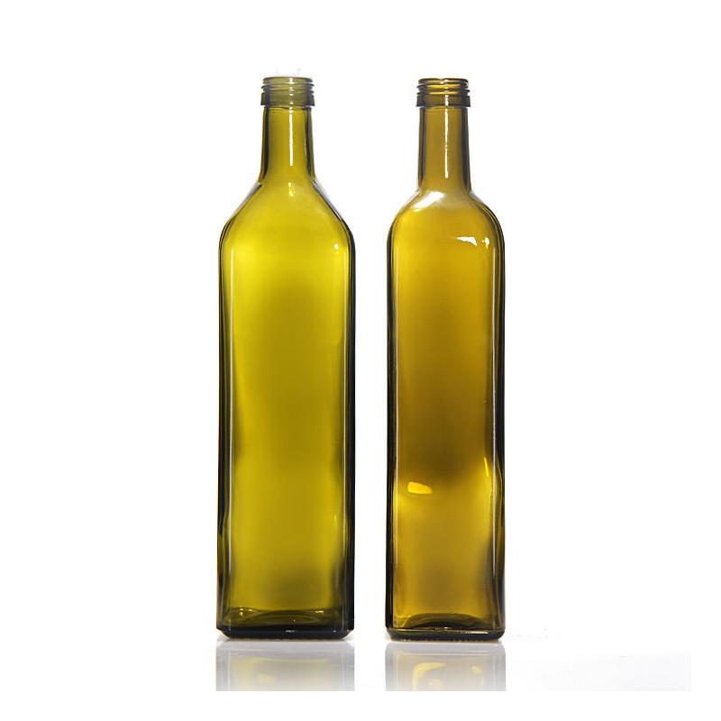 Bouteille en verre d'olive à l'huile de marasca vert foncé avec film rétractable 500 ml