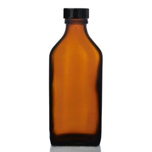 200 ml-es borostyánsárga téglalap alakú üveg