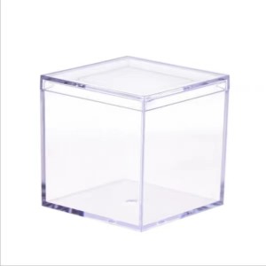 Klar akryl plast firkantet kube med lokk