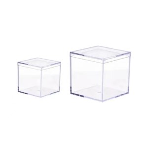 Jelas Acrylic Plastik Square Cube kalawan tutup