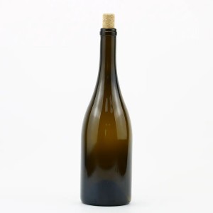 750ml Green Brown Champagne Bottle With Wooden Cork Lid