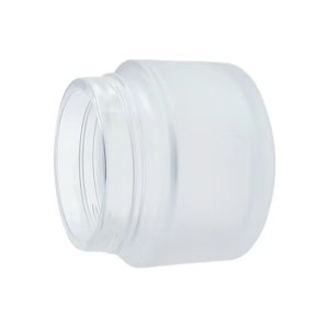 Refillable Frosted Glass Cosmetic Cream Jar nga adunay Silver Alumite Lid