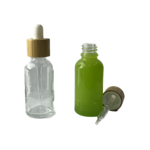 Кругла розкішна скляна пляшка з ефірною олією 35 мл із бамбуковою крапельницею