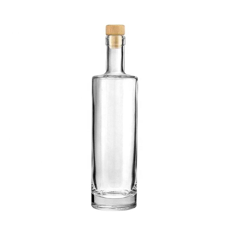 Flat Clear Empty Wine Glass Bottles 700ml with Cork