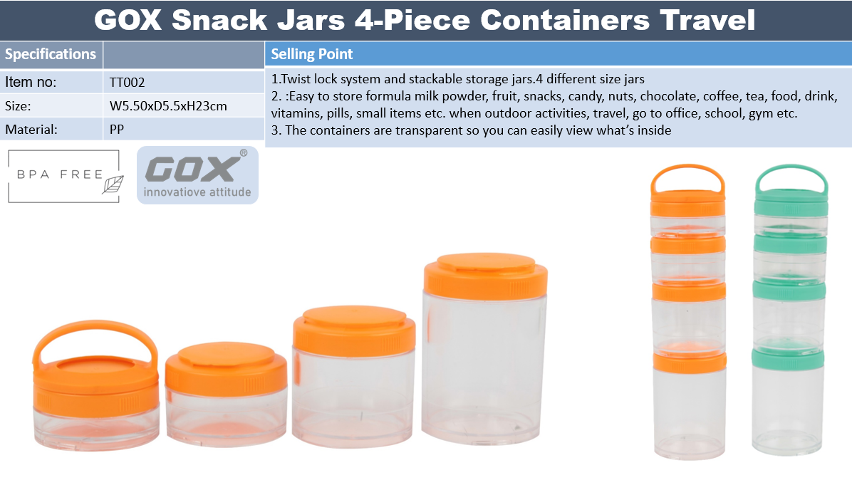 GOX snack jars containers can be used to storage snacks and more on the go