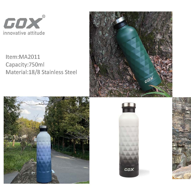 GOX 26oz Insulated 18/8 Stainless Steel Water Bottle with Rhombus Design.