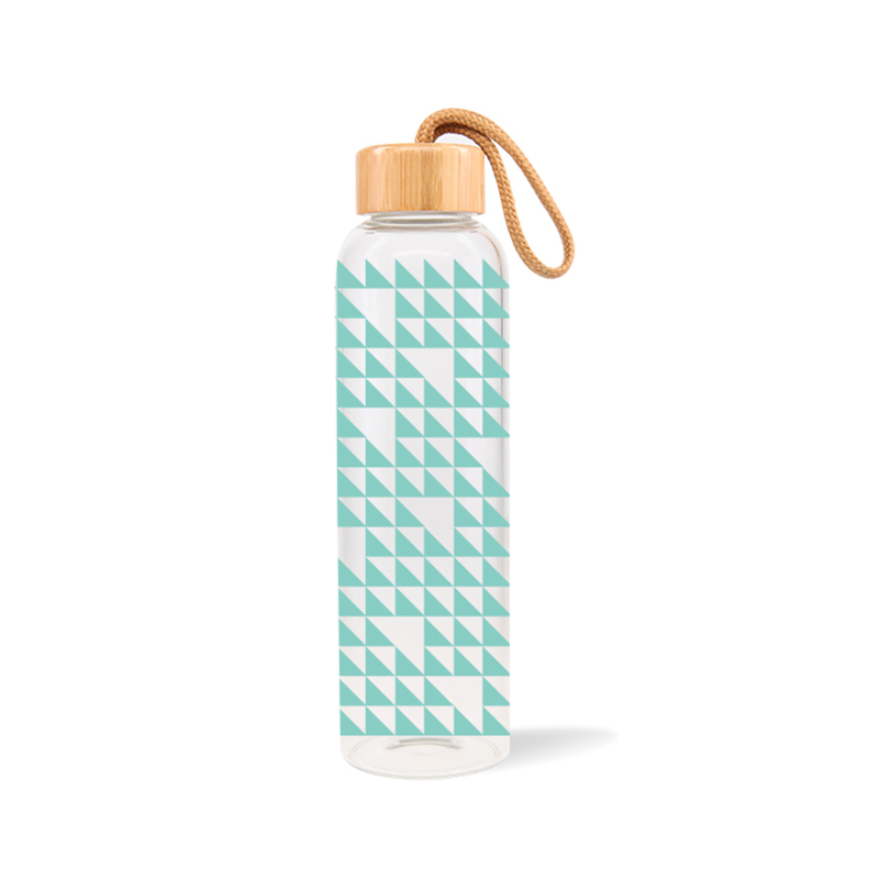 GOX China OEM Glass Water Bottle With Bamboo Lid And Cord