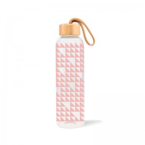 GOX China OEM Glass Water Bottle With Bamboo Lid And Cord